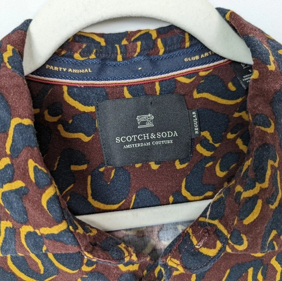 Scotch & Soda Size L Party Animal Leopard Spotted Print Button Front Blouse Top - Picture 9 of 13